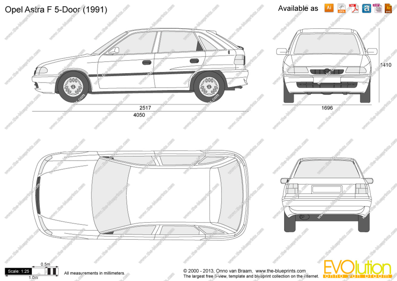 Opel Astra f 1997 чертеж